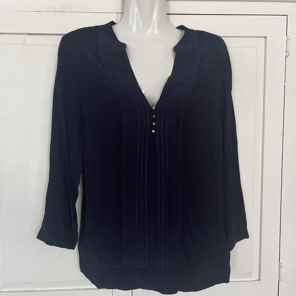 Massimo Dutti Tops - MASSIMO DUTTI M Blouse Top Navy Blue 3/4 Sleeves